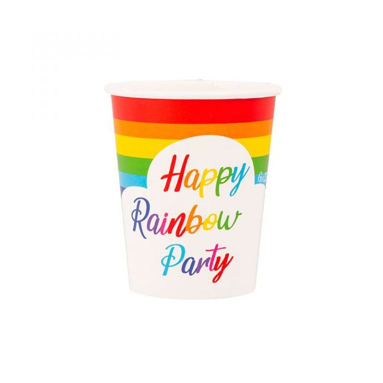 BICCHIERI  HAPPY RAINBOW PARTY  8 PEZZI