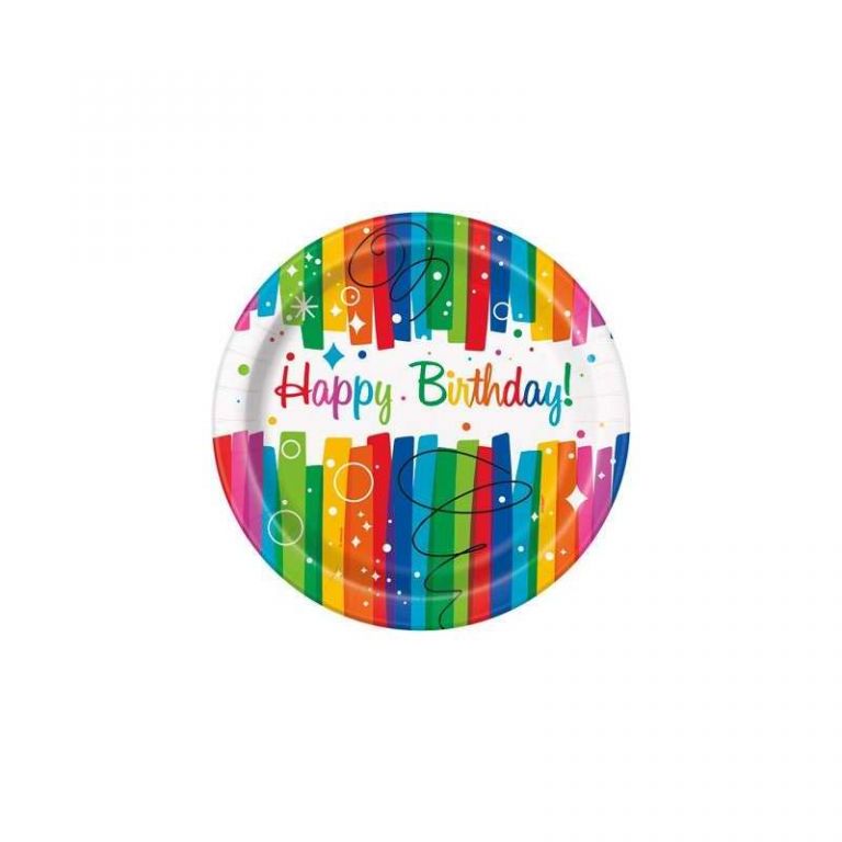 PIATTO GRANDE HAPPY BIRTH RAINBOW 8 PEZZI