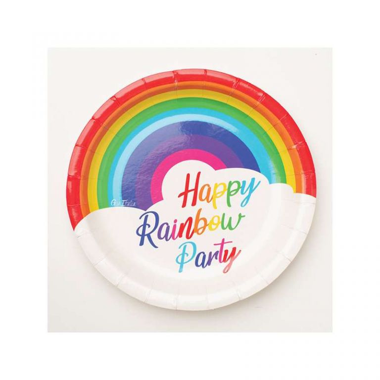 PIATTO PICCOLO HAPPY RAINBOW PARTY 8 PEZZI