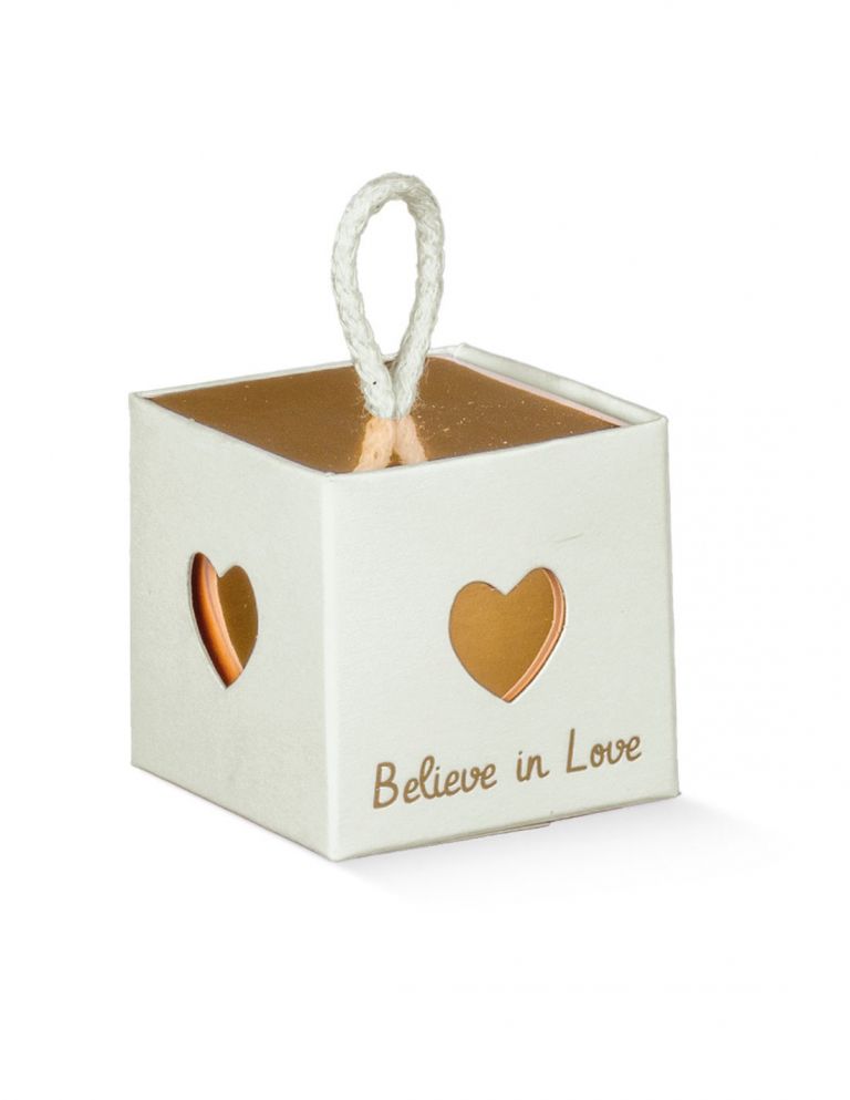 CUBO CUORE CON CORDINO BELIEVE IN LOVE 10 PEZZI