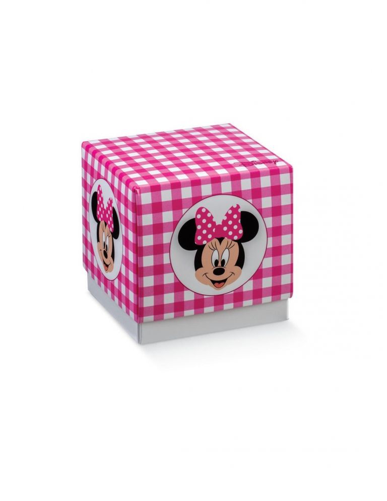 SCATOLA MEDIA  F/C MINNIE QUADRETTI FUXIA 10 PEZZI