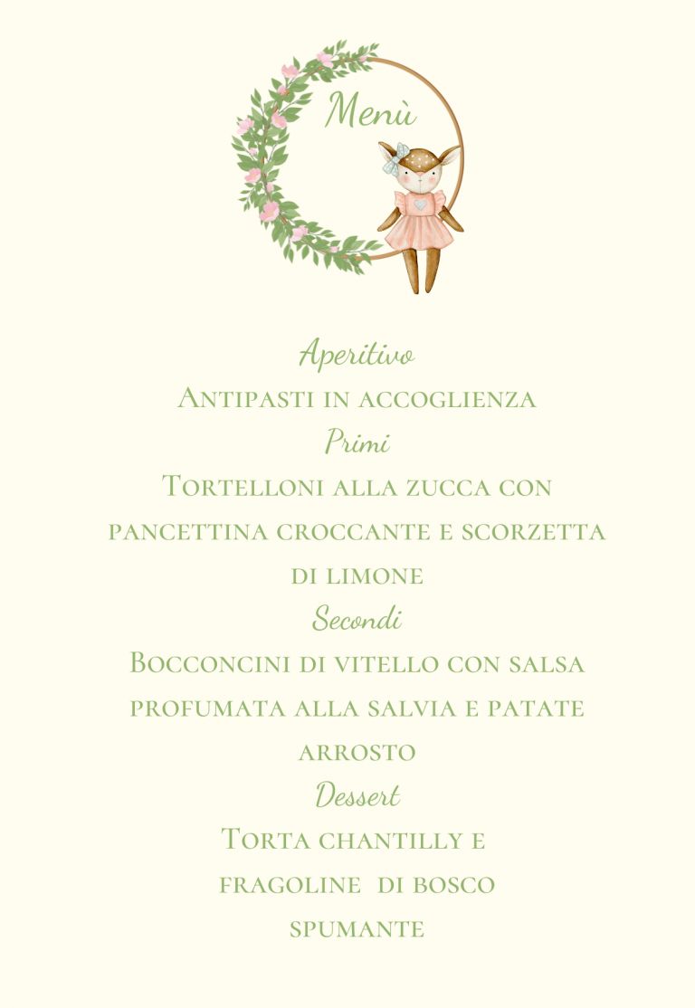 MENU BAMBI LEI COLLEZIONE 2023 IL MONDO DI SAM