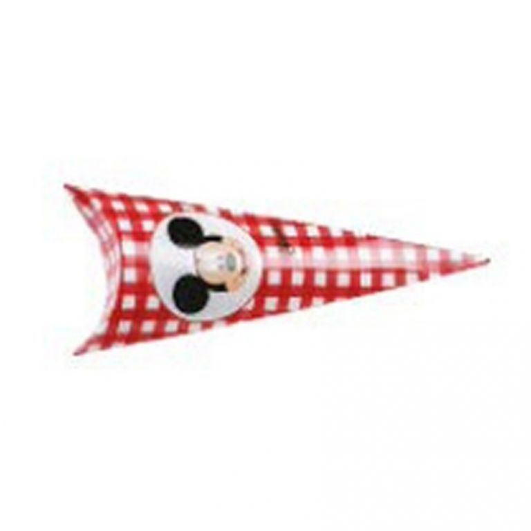 CONETTO MICKEY  QUADRETTI ROSSI 10 PEZZI
