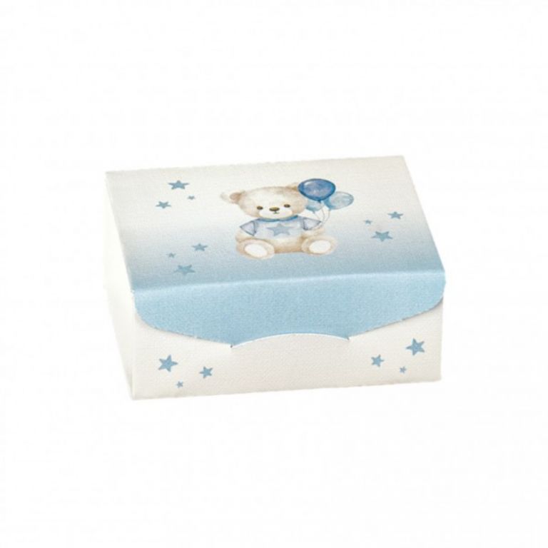 SCATOLA GIFT BABY ORSETTO 7x7x3 CIELO 10 PEZZI
