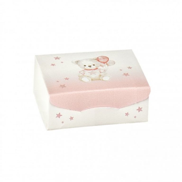 SCATOLA GIFT BABY ORSETTO 7x7x3 ROSA 10 PEZZI