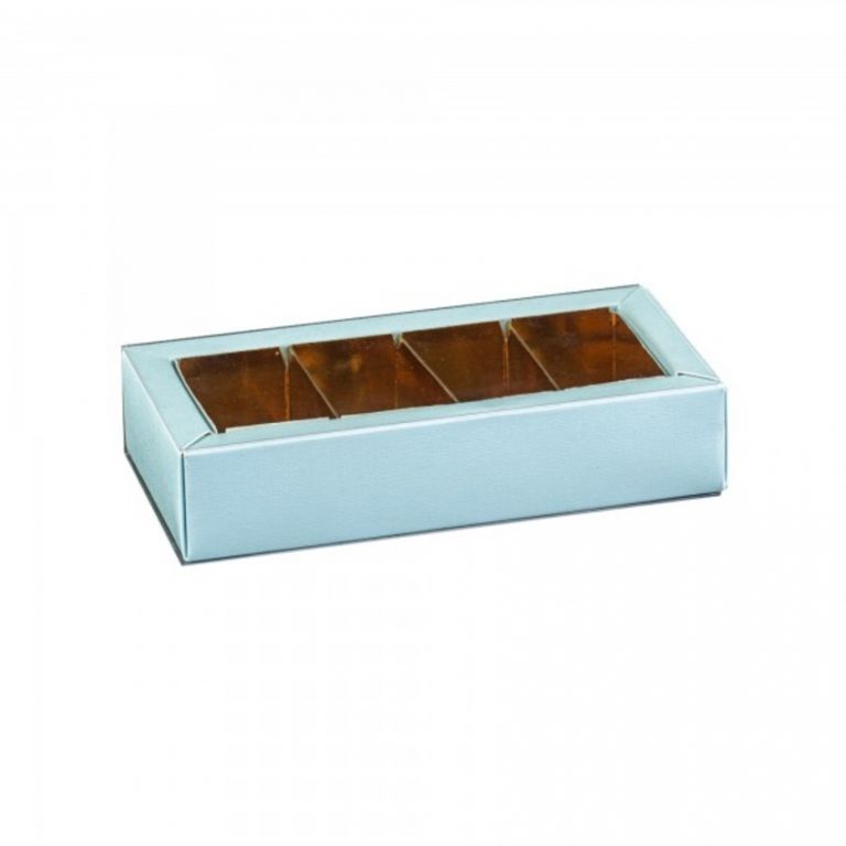 SCATOLA LINO 4 SCOMPARTI  CELESTE 12x5x3 10 PEZZI
