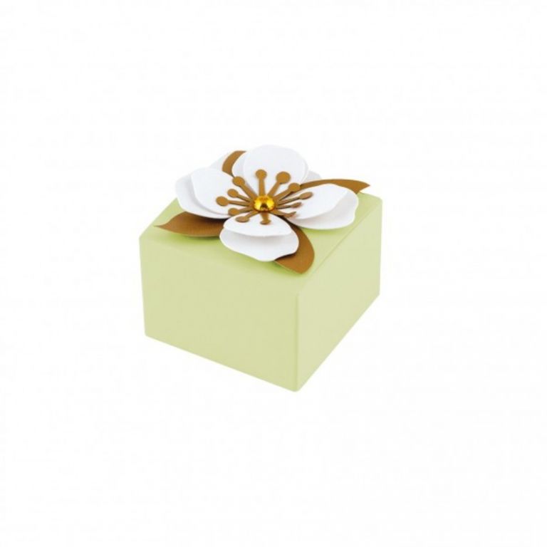 SCATOLA AVORIO CON FIORE APPLICATO 10 PEZZI
