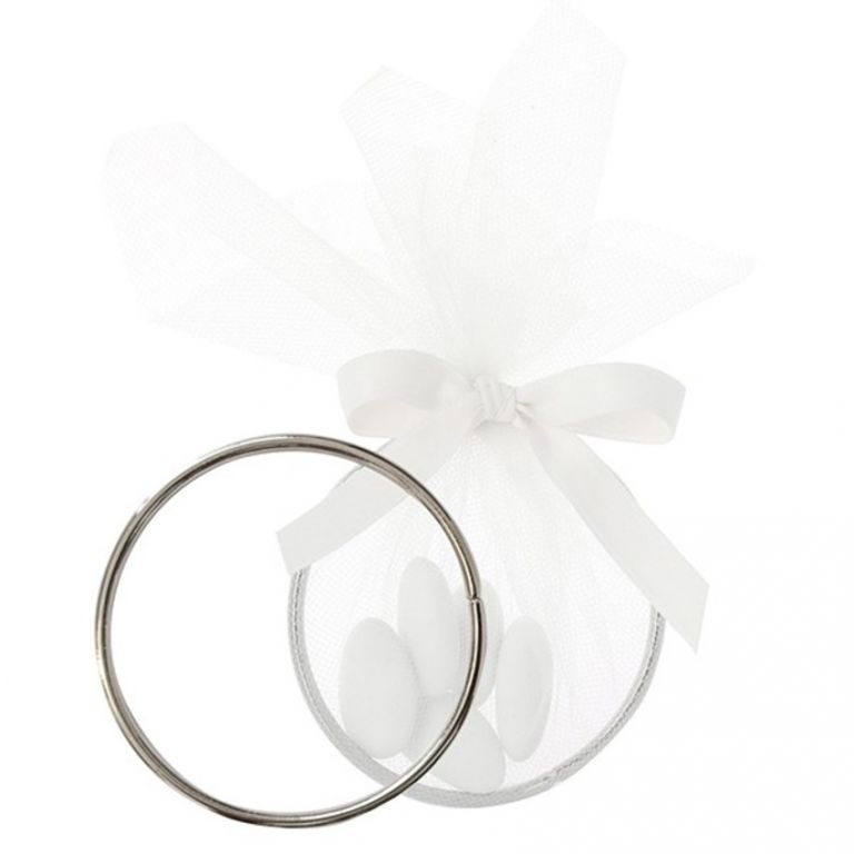 ANELLO METALLO TONDO ARGENTO 7 CM 10 PEZZI