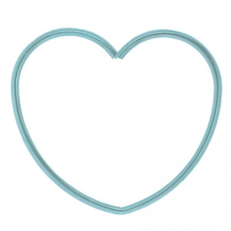ANELLO METALLO CUORE CELESTE 7 CM 10 PEZZI