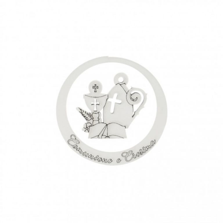 ANELLO LEGNO CON PLACCA COMUNIONE E CRESIMA 7 CM 10 PEZZI
