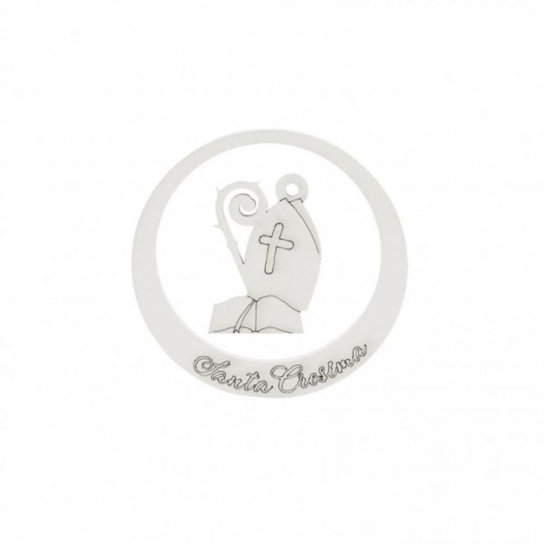 ANELLO LEGNO CON PLACCA SANTA CRESIMA 7 CM 10 PEZZI