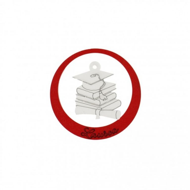 ANELLO LEGNO CON PLACCA LAUREA 7 CM 10 PEZZI