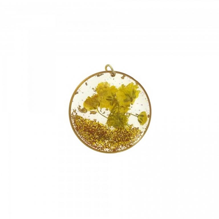 CIONDOLO FIORI SECCHI OTTANIO GIALLO 6 PEZZI