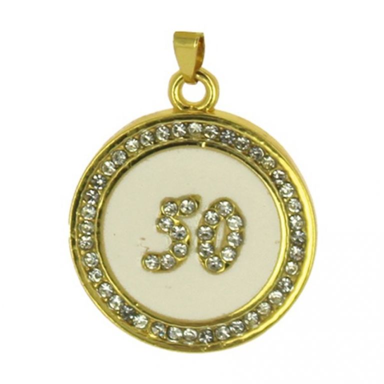 CIONDOLO TONDO SMALTO 50 STRASS 5 PEZZI