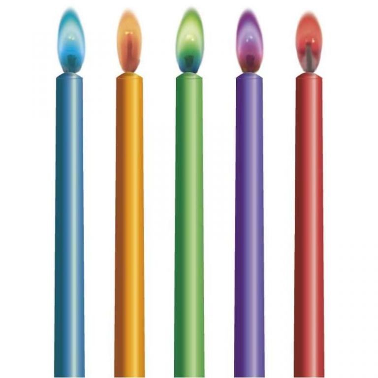 10 CANDELE FIAMMA COLORATA MULTICOLOR